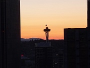 3-15-Sunset highlighted the space needle just before the start of the fireworks display