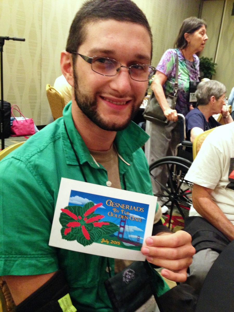 François Lambert with his invite to the 2015 Convention “Gesneriads by the Golden Gate” to be hosted by the San Francisco Gesneriad Society from June 30 to July 4 in Oakland, California