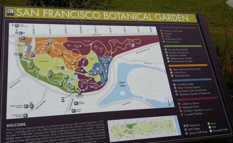 The San Francisco Botanical Garden map to help plan our visit