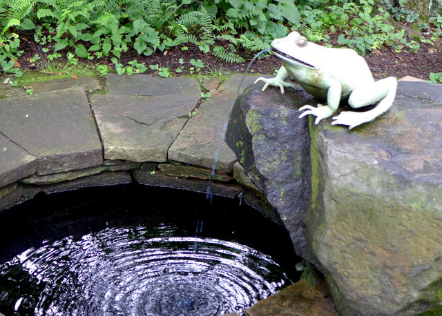 A whimsical fountain on the grounds
