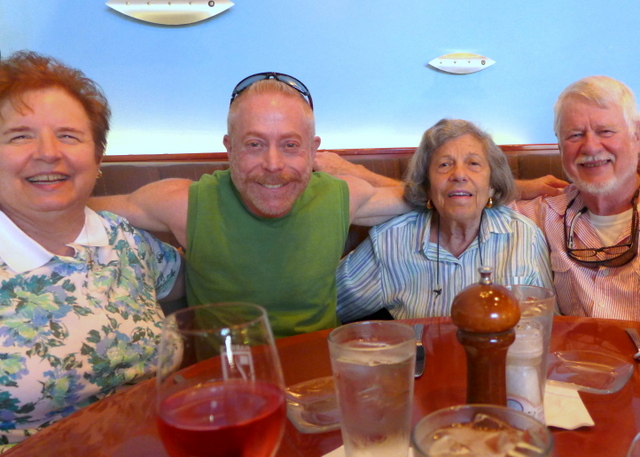 Marilyn Heinrich, Randy Baron, Carolyn Ripps and Mike Horton enjoy a casual dinner