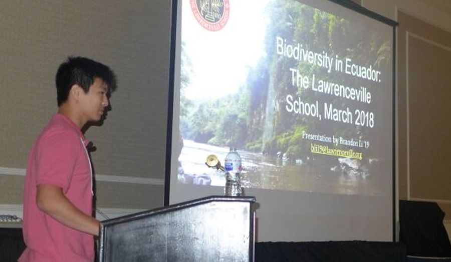 Student Brandon Li presenting “The Biodiversity of the Cordillera del Cóndor"