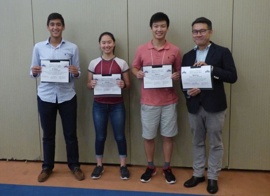 Student grant recipients Sid Sharma, Brandon Li, Emily Guo and Martin Siaw with their grant certificates